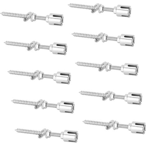 Lot de 10 serre-câbles croisés en acier inoxydable 316 résistant à la corrosion, avec tige filetée, pour câbles de diamètre inférieur à 3/4 mm (3 mm / 0,12 po). (1/5)