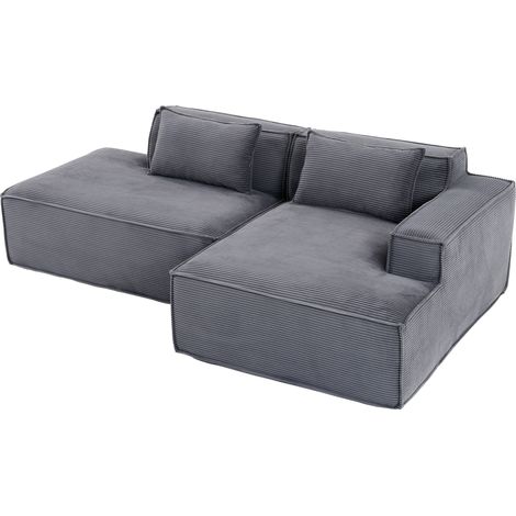 Sofá esquinero de tela gris de 233 cm con 2 cojines (1/5)