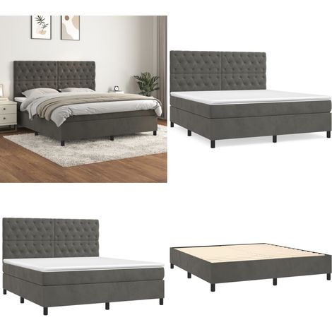 Boxspringbett mit Matratze Dunkelgrau 160x200 cm Samt - Boxspringbett - Doppelbett - Samtbett - Bettenrahmen - Luxusbett - Home & Living (1/5)