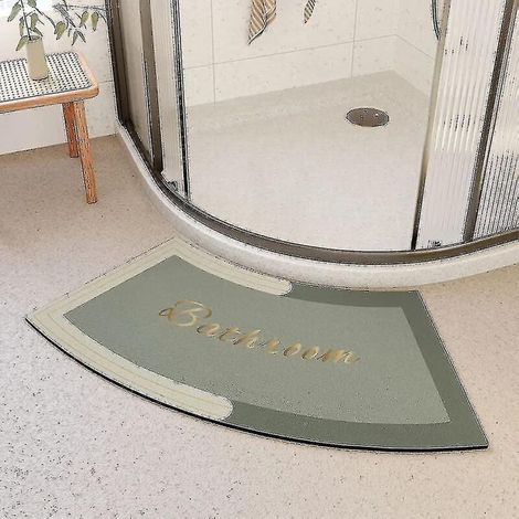 Tapis de douche d'angle Mott 50 à séchage rapide, antidérapant et incurvé, pour douche ronde. Tapis absorbant et doux pour salle de bain, confortable et facile à poser au pied. Dimensions : 50 x 80 cm (1/5)