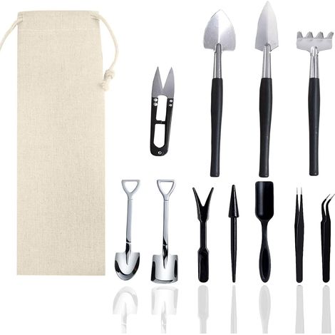 Lot de 12 mini outils de transplantation pour plantes grasses - Kit d'outils de jardinage pour intérieur et jardin (1/5)