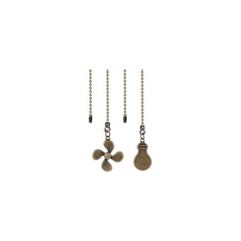 Lot de 2 chaînes de traction en métal pour ventilateur de plafond de 30 cm - Rallonge de câble - Décoration - Bronze