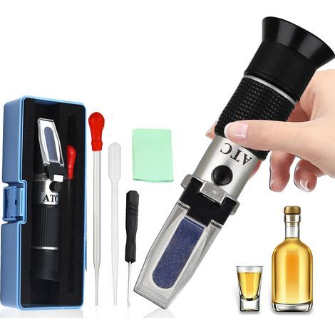 Refractometer, Alcohol 0-80%, ATC Mode, Adjustable Eyepiece, Bourbon, Vodka, Gin, Whisky (1/5)