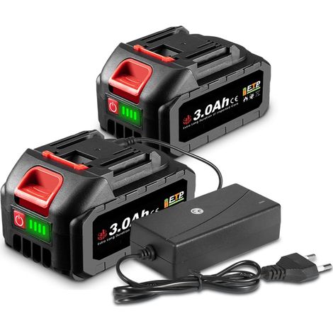 21V Batterie Li-ION avec Chargeur, 2X 3000mAh, Rechange pour Outils (1/5)