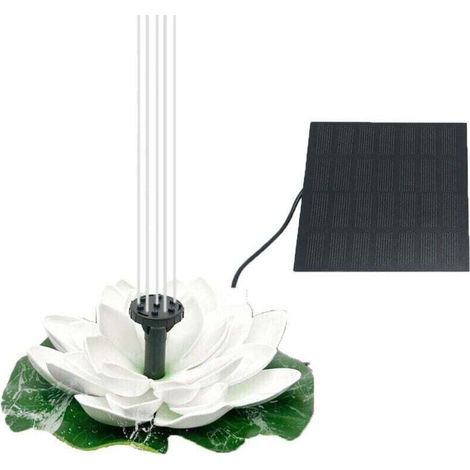 Fontaine Solaire Pompe de Fontaine Solaire Lotus 1.5 W, Fontaine Solaire Lotus, Convient pour Bain d'oiseaux de Jardin, décoration d'étang, Jeux d'eau Décoration Jardin(Blanc)