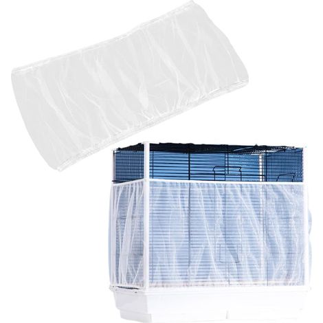 Housse de cage à oiseaux universelle en maille filet, ajustable et anti-projection pour propreté. (1/5)