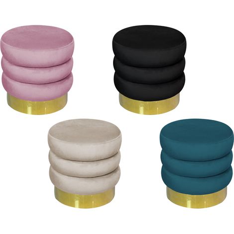 Pouf Salotto/Camera Rotondo Imbottito Modello Velvet Creamy Tinta Unita, misuraPoufcolorePetrolio (1/5)