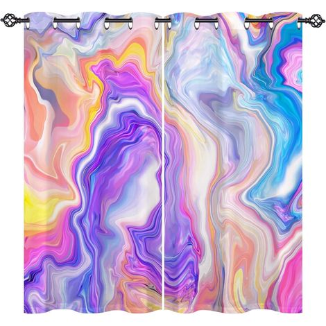 Rideau Occultant Coloré Abstrait Moderne Marbre Rideau Thermique Isolant Tenture Opaque à Oeillets Draperies Intérieurs pour Maison Chambre Salon 2 Panneaux L 140 x H 160 cm - 140L X 160H cm (2 Pannea (1/5)