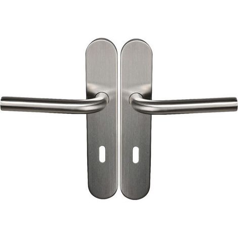 Par de tiradores sobre placas KLOSE besser en forma de «L» CHANTAL  /  Acero inoxidable 304.  Trou petite clé