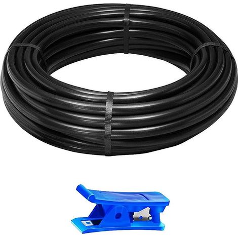 15m Black Polyurethane Pneumatic Hose, 8mm OD x 5mm ID, PU Air Hose, 1 Hose Cutter (1/5)
