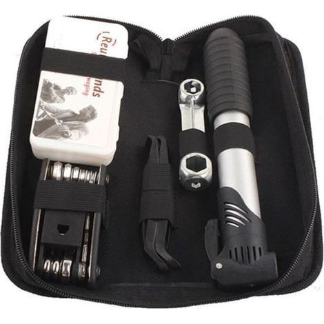 Fahrradwerkzeug – 16-in-1 – Schwarz – Reparaturset mit Taschenpumpe und Zubehör (1/5)