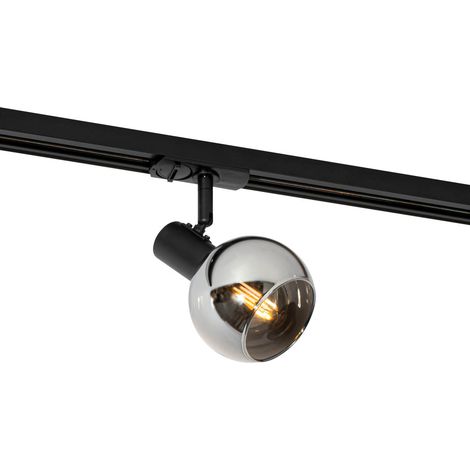 QAZQA iconic - Système de rail spot luminaire plafond, plafonnier compatible pour led - 1 lumière - Ø 10 cm - Noir - Moderne - éclairage intérieur - Salon I Chambre I Cuisine I Salle à manger