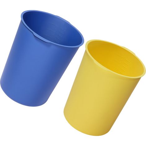 2 doublures de seau 18,9 L pour béton, réutilisables en silicone pour mortier, peinture, époxy, thinset, avec graduations, insertion robuste pour mélangeur, bleu et jaune (1/5)