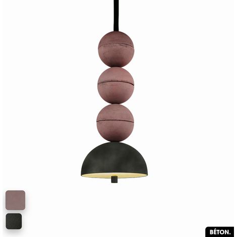 Lampe de suspension en béton velours - BOSFOR CONCRETE VELVET LILAS - OLIVE 3 BALLES LED 14W (1/2)