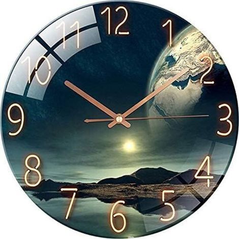 Geräuschlose Wanduhr aus gehärtetem Glas - 30 cm - Für Wohnzimmer, Küche, Büro und Schlafzimmer (Stil C) (1/5)
