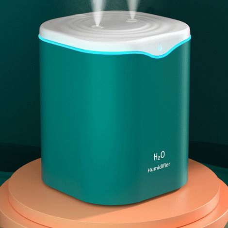 Humidificateur USB Double Pulvérisation Silencieux Grande Capacité Brume Fine Portable avec Veilleuse pour Chambre Bureau Vert