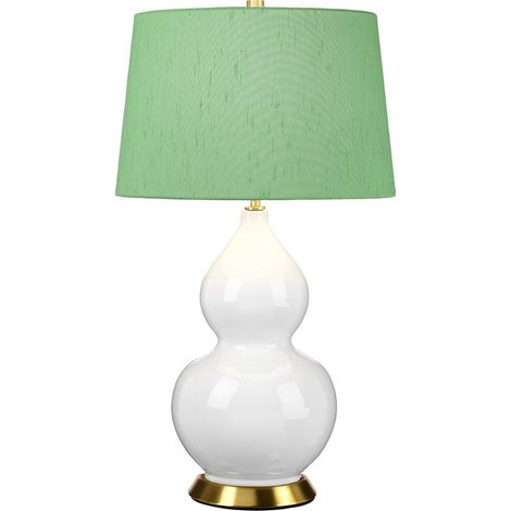 Elstead ISLA Lampe de table Isla avec abat-jour rond conique, laiton vieilli, blanc, vert (1/5)