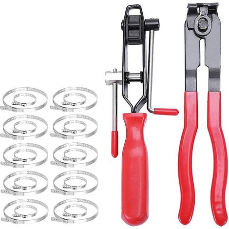 de 2 Pinces de Serrage pour Bottes CV avec 20 Bandes à Sertir, Pinces à Sertir pour Pinces de Démarrage, Pinces pour de Bande de Tuyau (1/5)