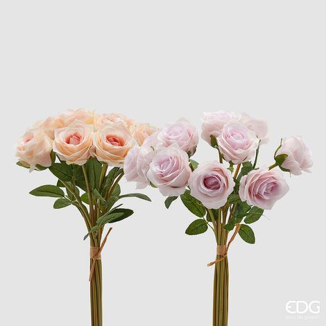 EDG Enzo De Gasperi Mazzo Rosa 10 Pz con Foglie Ass. H 40 Cm Bouquet Lavender 1 Pz
