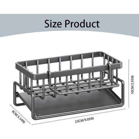 Rangement et Organisation de Cuisine, Organisateur d'évier en acier au carbone avec bac d'écoulement Automatique pour Porte Eponge, (1/4)