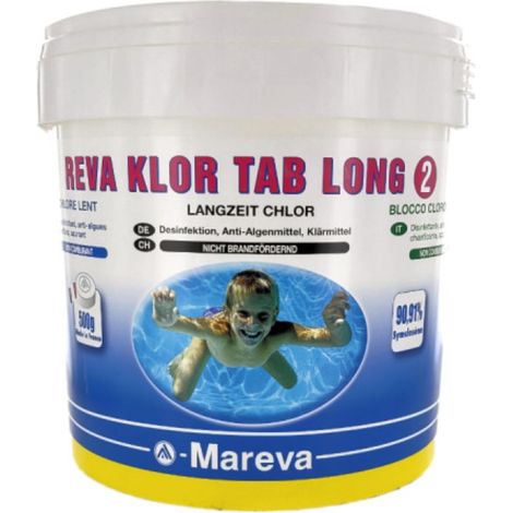 Désinfectant longue durée REVA-KLOR TAB LONG galets 500g seau de 5kg