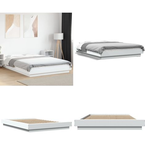Cadre de lit sans matelas blanc 140x190 cm - Cadre De Lit - Lit Double - Lit Blanc - Meuble Chambre - Literie - Home & Living