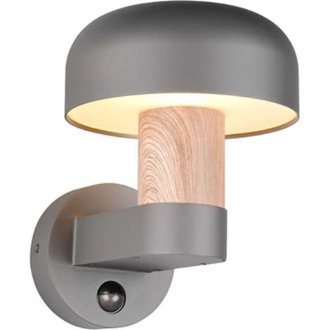Wandlampe Fassadenleuchte Aluminium anthrazit holzfarben Sensor IP54 H 24,5 cm