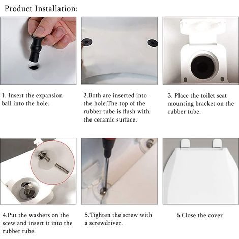 fixations de charnière de siège de toilette, vis d'expansion de couvercle de toilette, ensemble de vis de siège de toilette, pièces de rechange de couvercle de toilette (1/4)