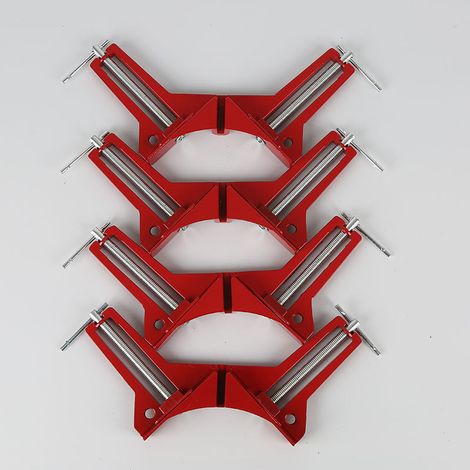 Pince à Angle Droit à 90 Degrés pour le Travail Du Bois, 4Pcs Presses d'angles Ensemble Machoire Etau Reglable à Bois, Serre Joint Angle Pour Cadre Photo Wedge Menuiserie Soudure (1/3)