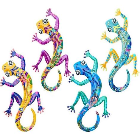 Décoration murale extérieure en métal représentant un lézard et un gecko. (1/5)