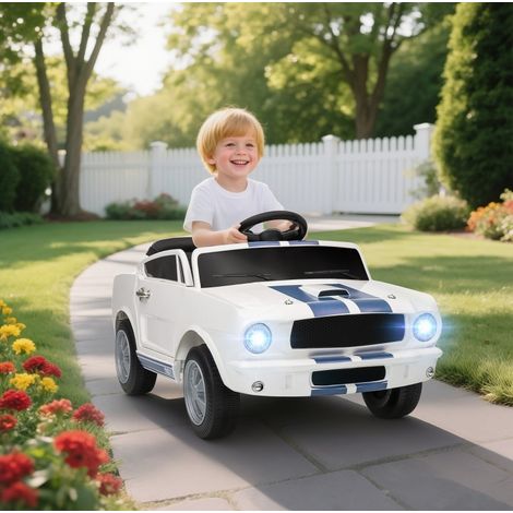 Voiture électrique enfant 12V blanche, avec télécommande 2,4G, musique et LED FloraGrace (1/5)