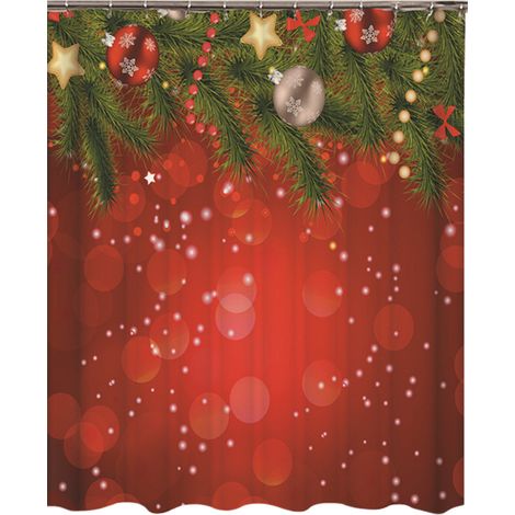 Rideau de douche en polyester imprimé en 3D, cadeau de Noël. Rideau de douche de salle de bain en polyester imprimé en HD, cadeau de Noël. (1/5)