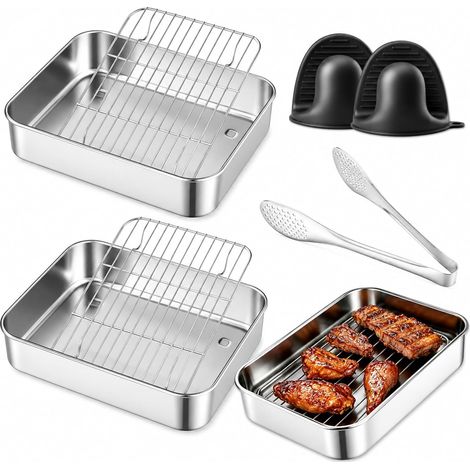 Accessori per friggitrice ad aria compatibili con Ninja Dual Zone e FlexDrawer, set di 7 teglie per arrostire in acciaio inox 304 per AF500EU, AF400EU, AF451EU, DZ400EU, teglia da forno e griglia per  (1/5)