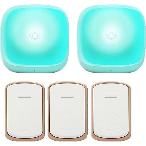 Sonnette sans fil, sonnette électronique étanche longue portée 300 m, 36 mélodies, 5 niveaux de volume, 3 émetteurs + 2 récepteurs (1/4)