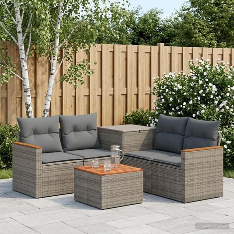 vidaXL Juego de Sofá 6 uds. Gris y Gris Oscuro 55 x 55 x 37 cm (1/5)