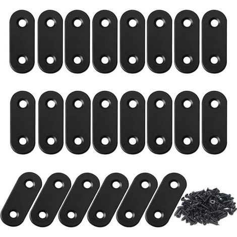 22 pièces équerres renfort acier inoxydable noir, connecteur réparation avec vis (1/5)