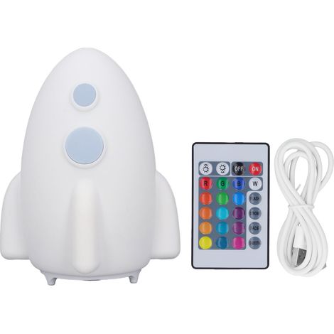 Veilleuse LED Rechargeable USB Fusée Silicone Télécommande Ambiance Colorée Douce 160mm Chambre Enfant Design Sûr et Élégant (1/5)