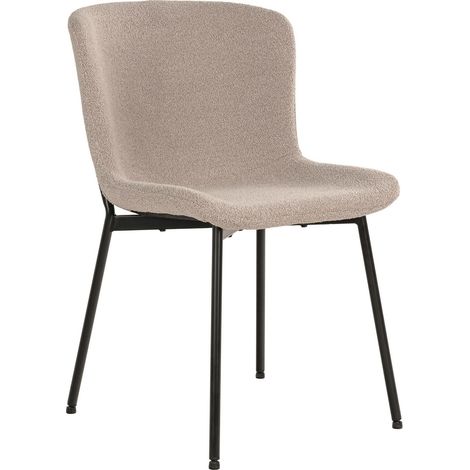 Set 2 sedie da pranzo Maceda in bouclé beige con gambe nere 48x59x83 cm (1/5)