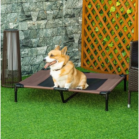 Cucce rialzata rinfrescante da esterno per cani 92 x 76 x 18 cm, metallo, marrone, OKWISH (1/5)