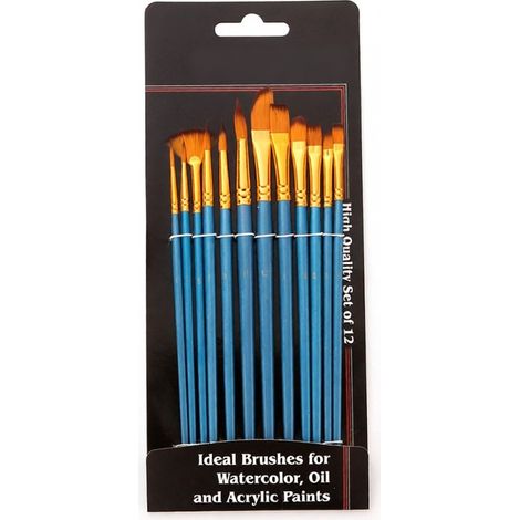 Acrylpinselset, 12 Nylonpinsel für Acryl- und Aquarellmalerei, professionelles Set für Künstler aller Niveaus.