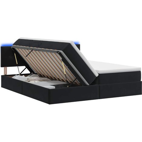 LED-Speicherbett mit Matratze Schwarz 180 x 200 cm Samt vidaXL (1/5)