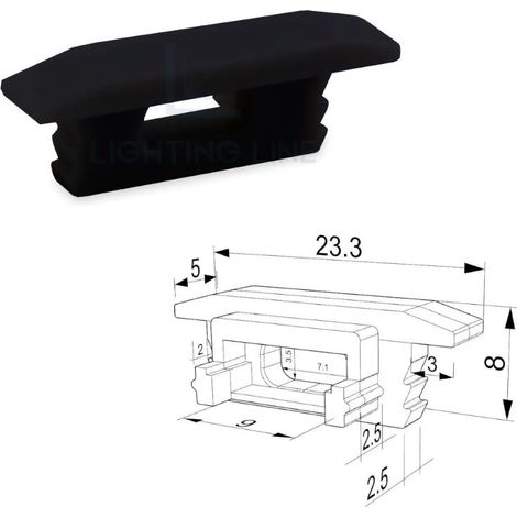 TAPPO NERO PER PROFILO LED AD INCASSO CON FORO PASSACAVO LEDPOINT (1/2)