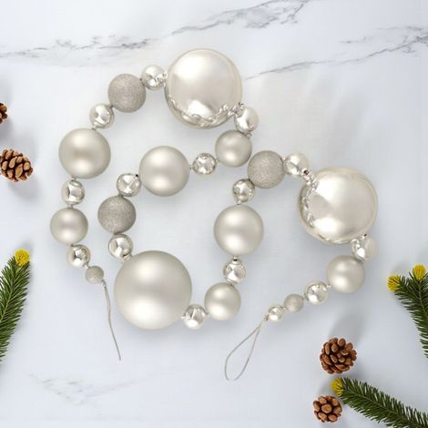 Glittered Silver Bauble Christmas Garland (1/2)