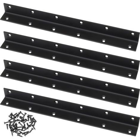 Connecteur d'Angle en L, Lot de 4, Équerre d'Angle Perforée 90 Degrés, Renfort Robuste pour Bois, pour Renforcements, Réparations, Tables, Armoires, Meubles - 275x25x25mm (1/5)