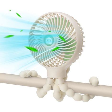 1 ventilateur pour poussette, trépied flexible pieuvre, ventilateur portable rechargeable 3 vitesses, usage bébé et extérieur (1/5)