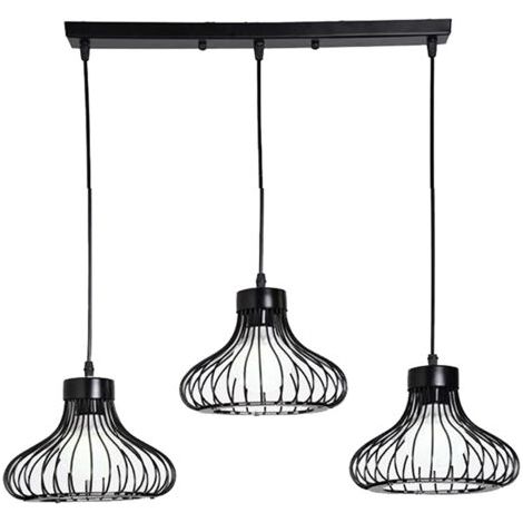 royaluxe- Suspension Lustre Industrielle Noire Simple Plafonnier Vintage À 3 Lumières Lustre Rétro Créatif Pour La Décoration Intérieure (1/5)