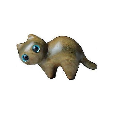 Chat en bois de santal sculpté à la main, adorable mini-statue commémorative en bois, création artisanale pour la décoration de bureau et les amoureux des chats. (1/5)