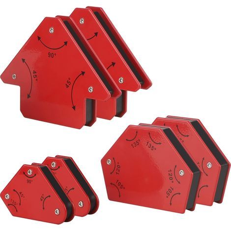 6 Pièces Positionneurs Magnétiques de Soudure Set avec une Force de Maintien de 4.5 kg/11kg. Dimensions de l'Angle- Equerre Aimanté pour Soudure Outils de Localisation Auxiliaires