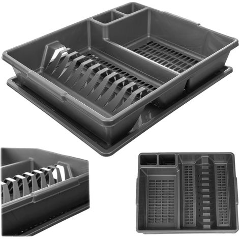 Geschirrabtropfer, platzsparendes Design, hygienisches Trocknen, GRAU (1/5)
