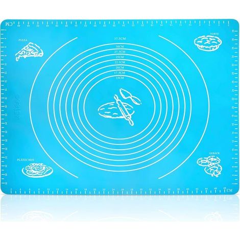 Ecleanfy - Tapis de cuisson, tapis à étaler - Silicone résistant à la chaleur - 40 × 50 cm - Bleu - Convient pour les pizzas et les pâtes (1/5)